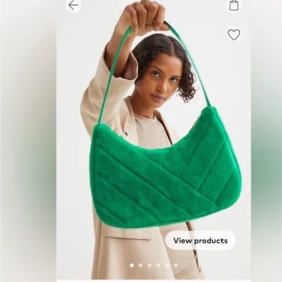 H&M GREEN Fuzzy Faux Fur 2022 Shoulder Purse Brand New without tags - Picture 3 of 7